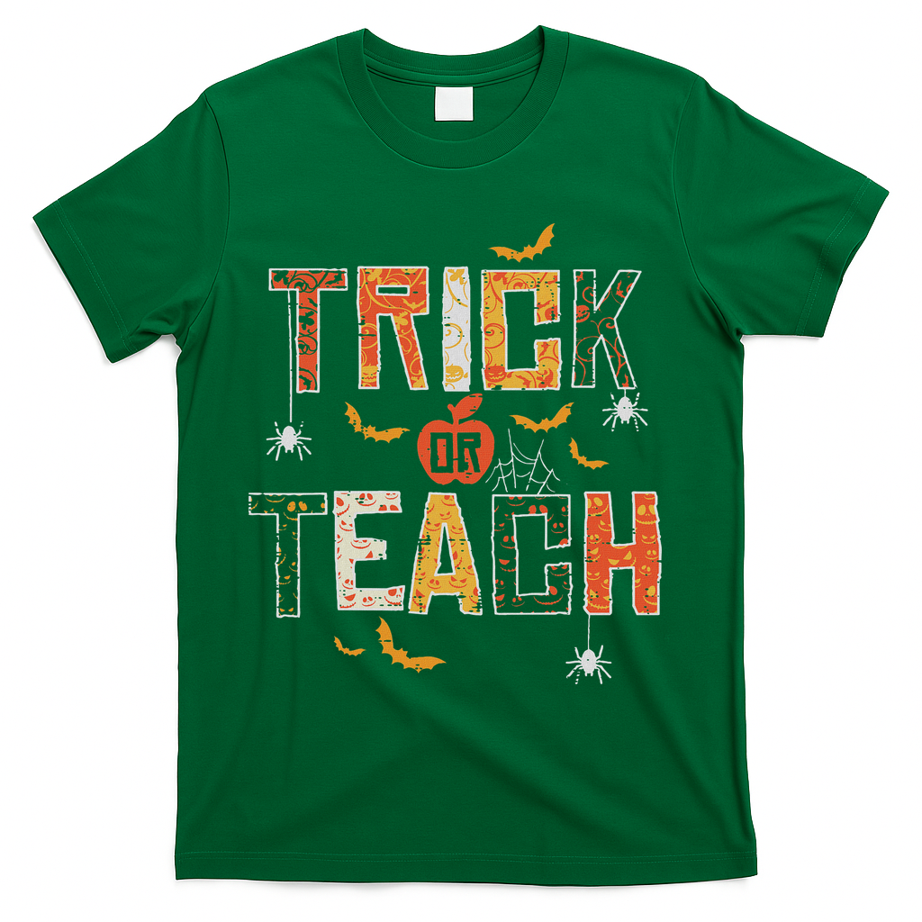 Trick Or Teach Retro Halloween Teacher Women Costume T-Shirt - Green