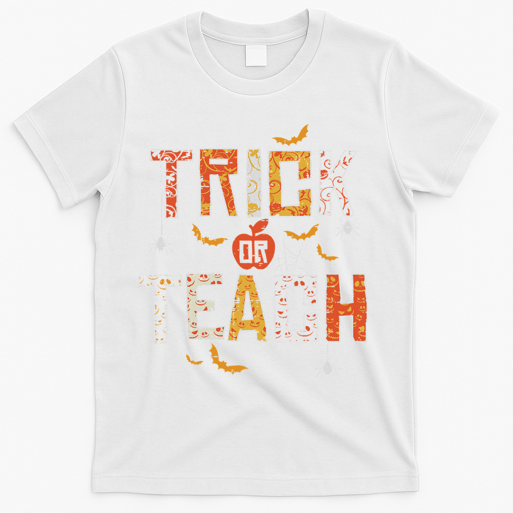 Trick Or Teach Retro Halloween Teacher Women Costume T-Shirt - White