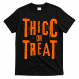 Thicc Or Treat Funny Halloween Workout Fitness Bodybuilding T-Shirt - Black