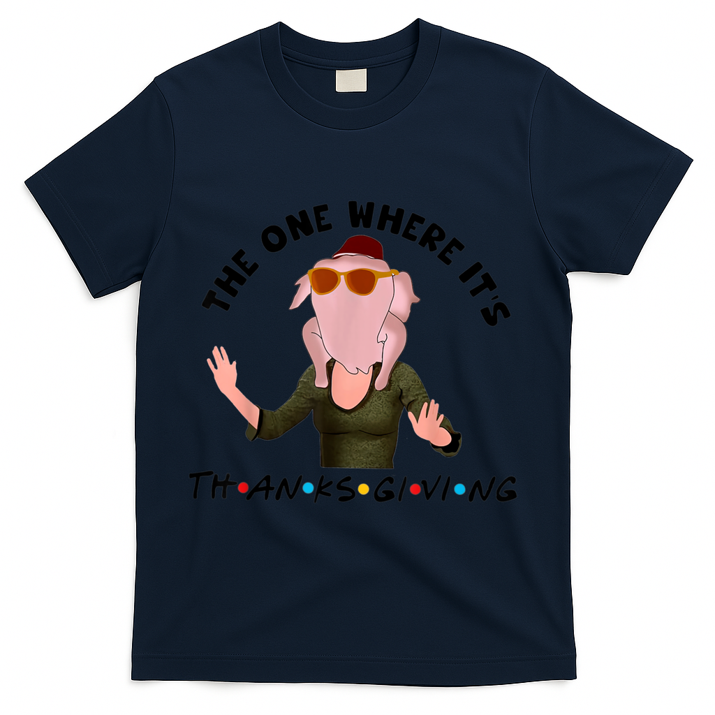 The One Where It's Thanksgiving Friends Monica Turkey Head T-Shirt - Navy