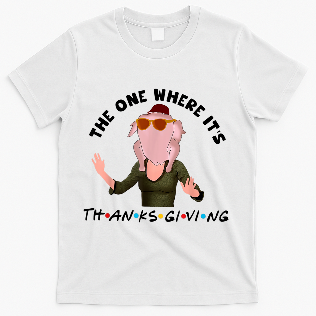 The One Where It's Thanksgiving Friends Monica Turkey Head T-Shirt - White
