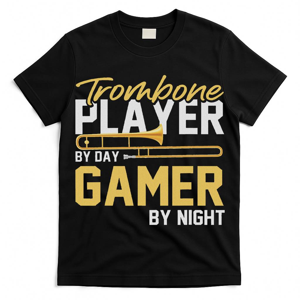 Trombone Player By Day Gamer By Night Band Trombone T-Shirt