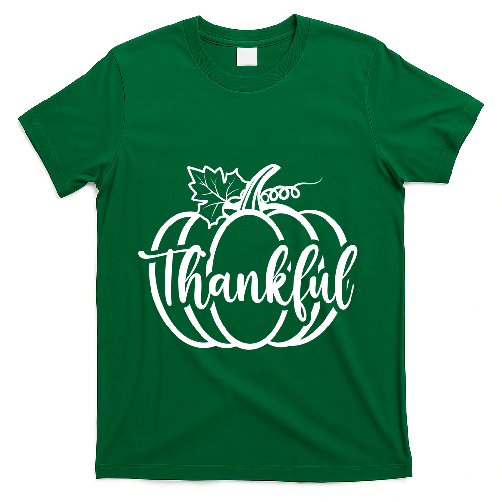 Thankful Pumpkin Cute Cozy T-Shirt - Green