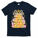 Teacher Pencil Christmas Tree T-Shirt - Navy