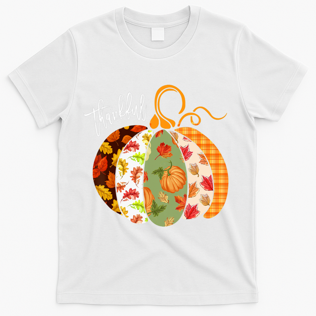 Thankful Pumpkin Fall Autumn Cute Halloween T-Shirt - White