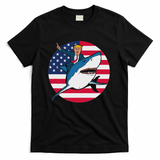 Trump President For Women Gifts Girl Men Kids Riding Shark T-Shirt - Black