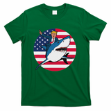 Trump President For Women Gifts Girl Men Kids Riding Shark T-Shirt - Green