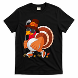 Turkey Playing Golf Thanksgiving Turkey Golf T-Shirt - Black