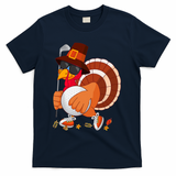 Turkey Playing Golf Thanksgiving Turkey Golf T-Shirt - Navy