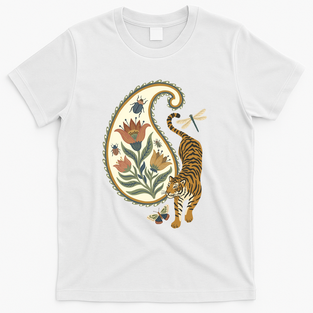 Tiger Paisley Night Garden - White