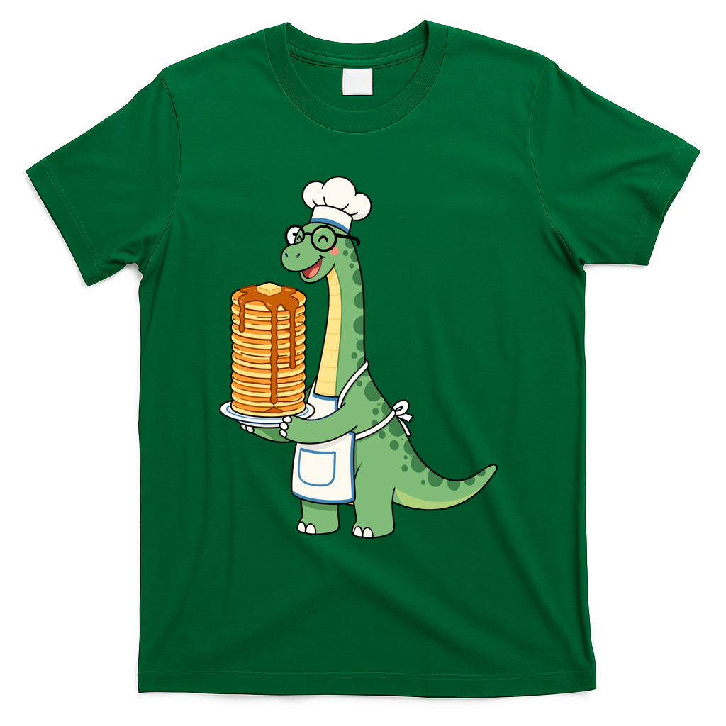 The Pancake Saurus Cute Funny Dinosaur T-Shirt - Green