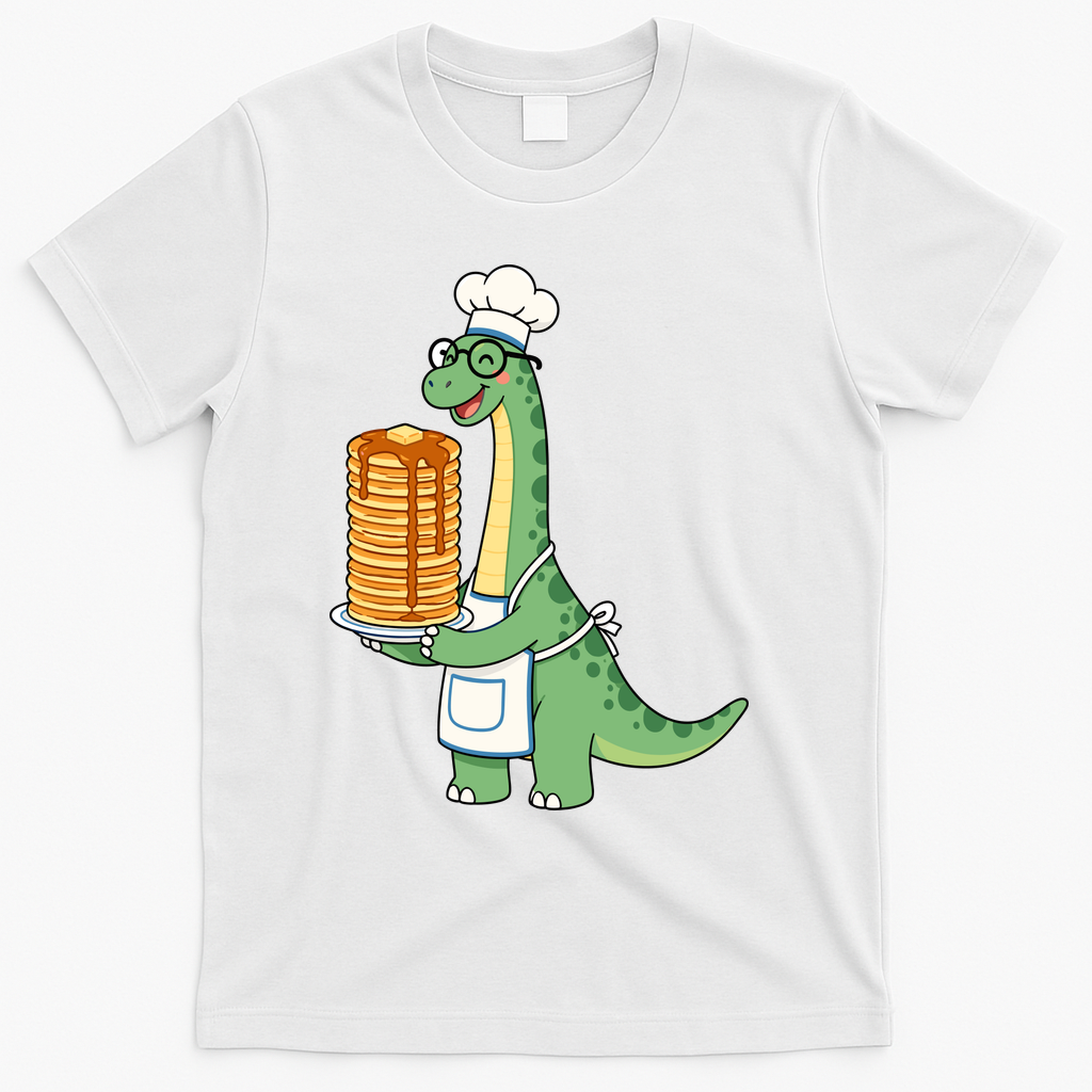 The Pancake Saurus Cute Funny Dinosaur T-Shirt - White