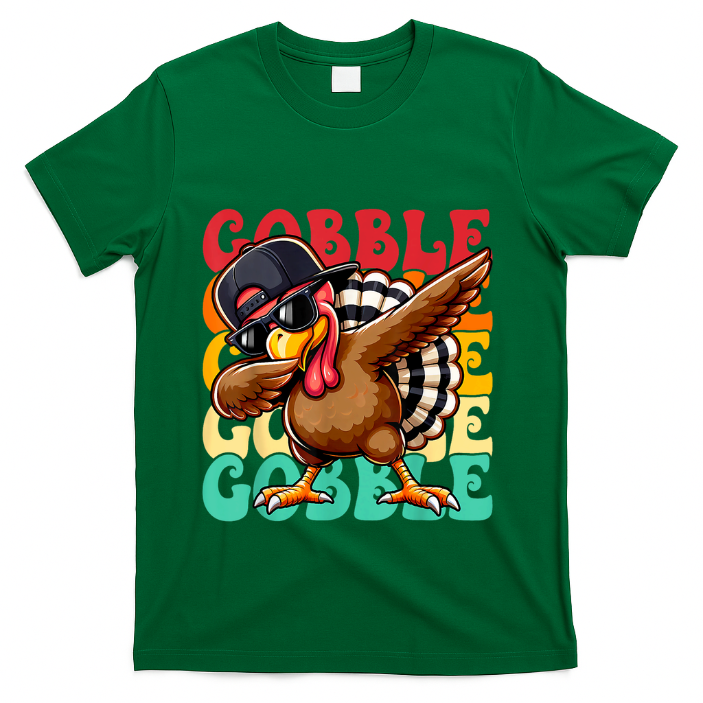 Thanksgiving Pilgrim Turkey Day Gobble T-Shirt - Green