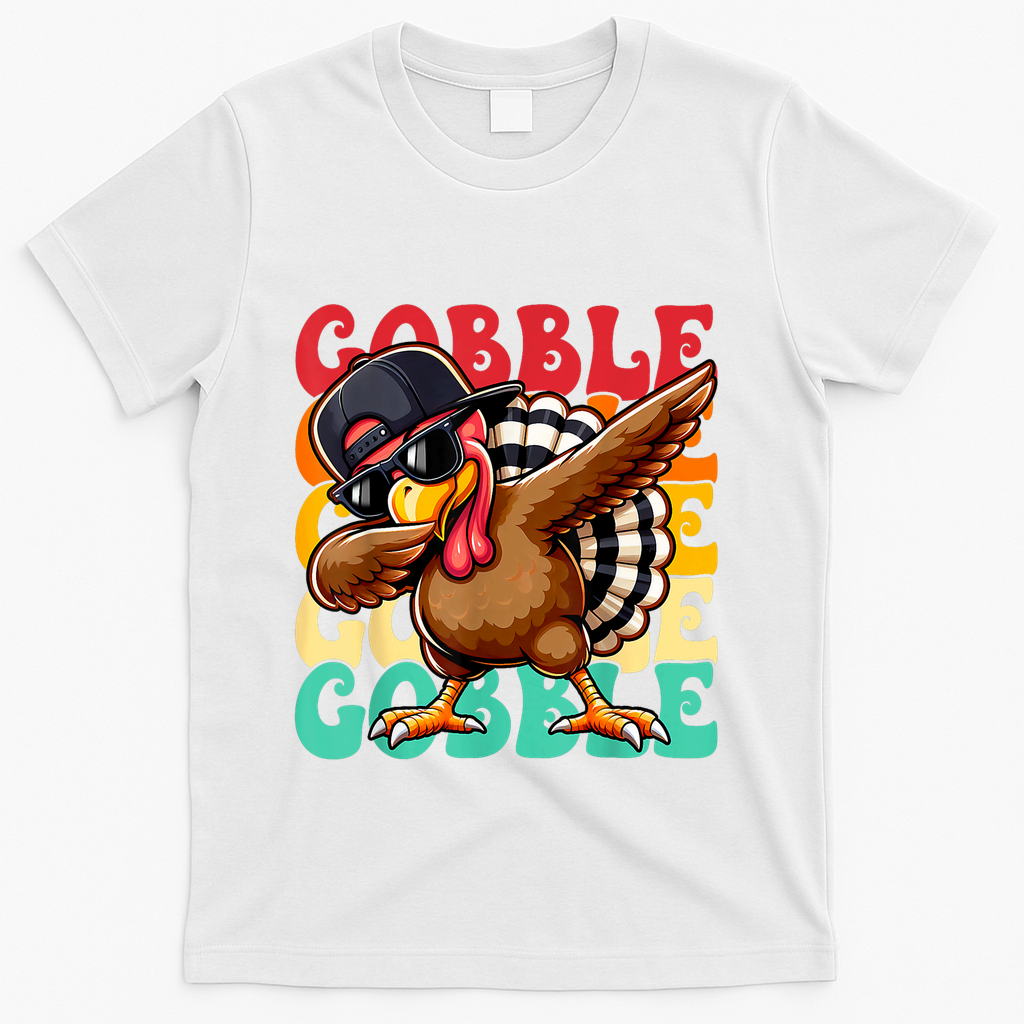 Thanksgiving Pilgrim Turkey Day Gobble T-Shirt - White