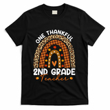 Thanksgiving Rainbow Leopard One Thankful 2nd Grade Teacher Gift T-Shirt - Black