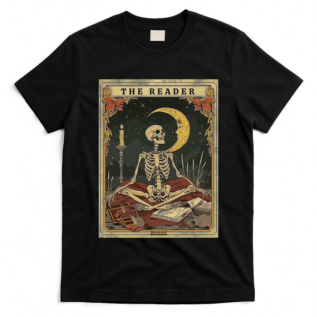 The Reader ??Skeleton Tarot Card Funny Mystic T-Shirt