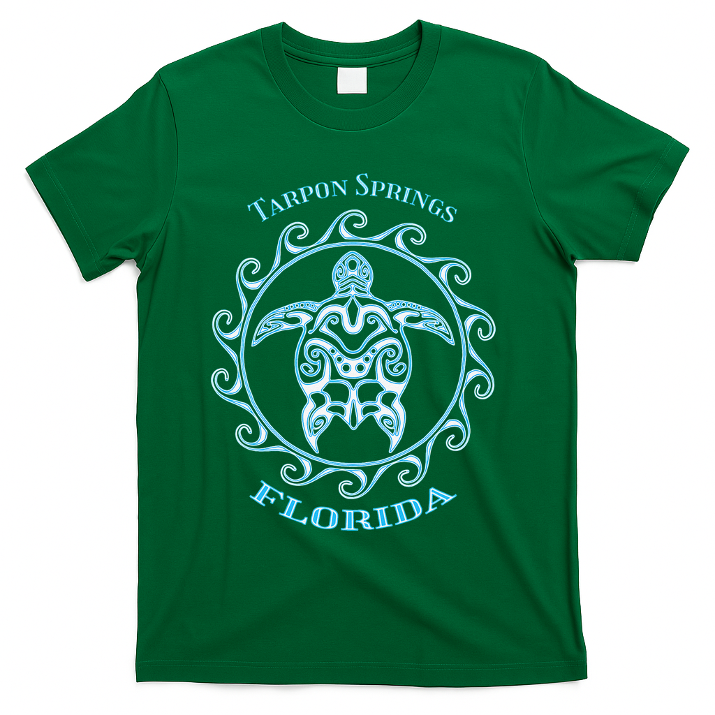 Tarpon Springs Florida Tribal Sea Turtle Summer T-Shirt - Green