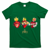 Three Sacred Hearts Of Jesus Mary Joseph Jmj Catholic T-Shirt