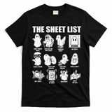 The Sheet List Halloween Funny Boo Sheet Ghost Halloween T-Shirt - Black