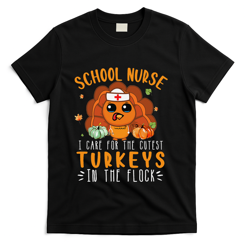 Tu School Nurse Thanksgiving Turkey Lover Costume Fall T-Shirt - Black