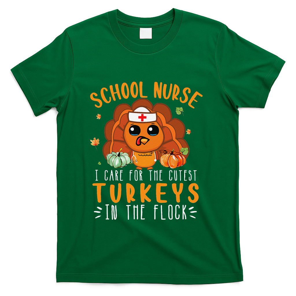 Tu School Nurse Thanksgiving Turkey Lover Costume Fall T-Shirt - Green