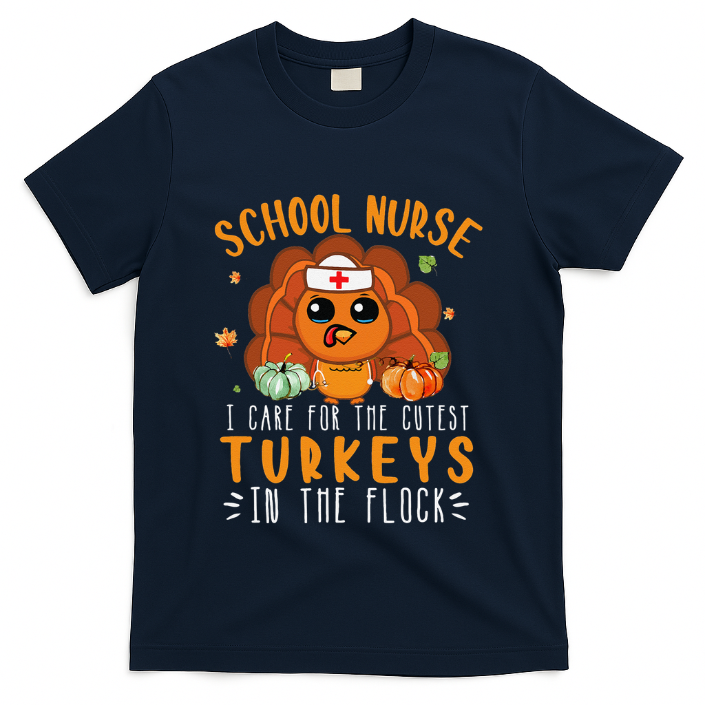 Tu School Nurse Thanksgiving Turkey Lover Costume Fall T-Shirt - Navy