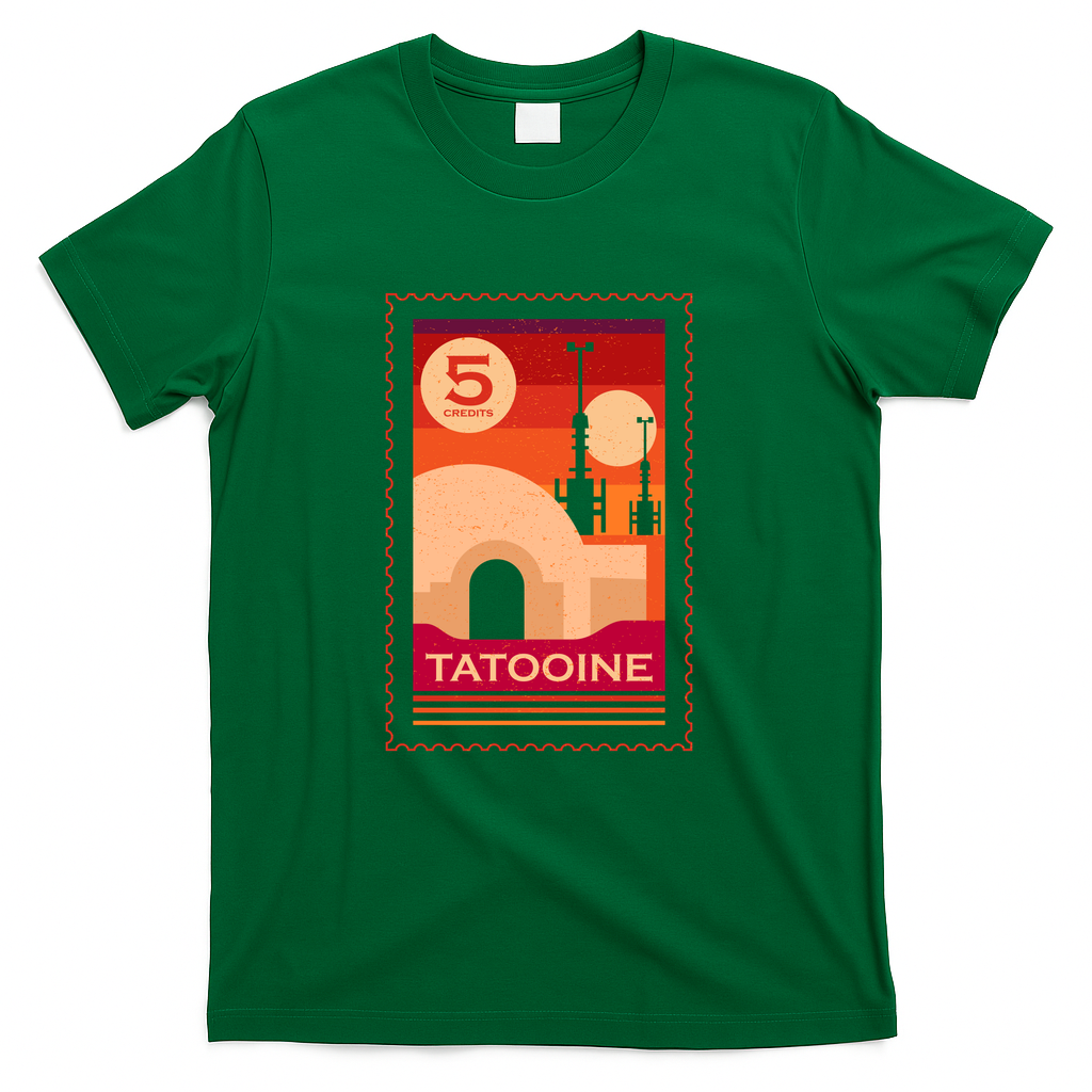Twin Suns Retro Postage Stamp - Green