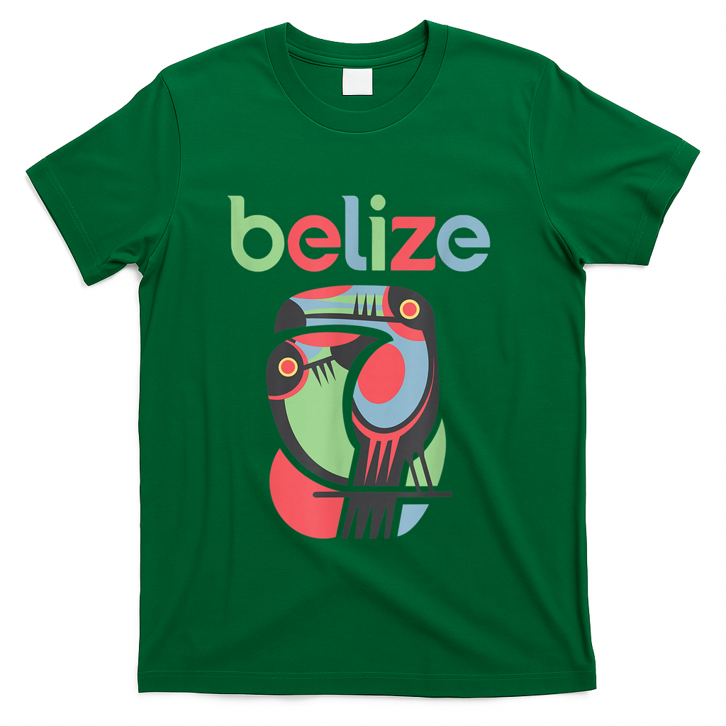 Tropical Summer Toucan Bird Colorful Belize Souvenir T-Shirt - Green
