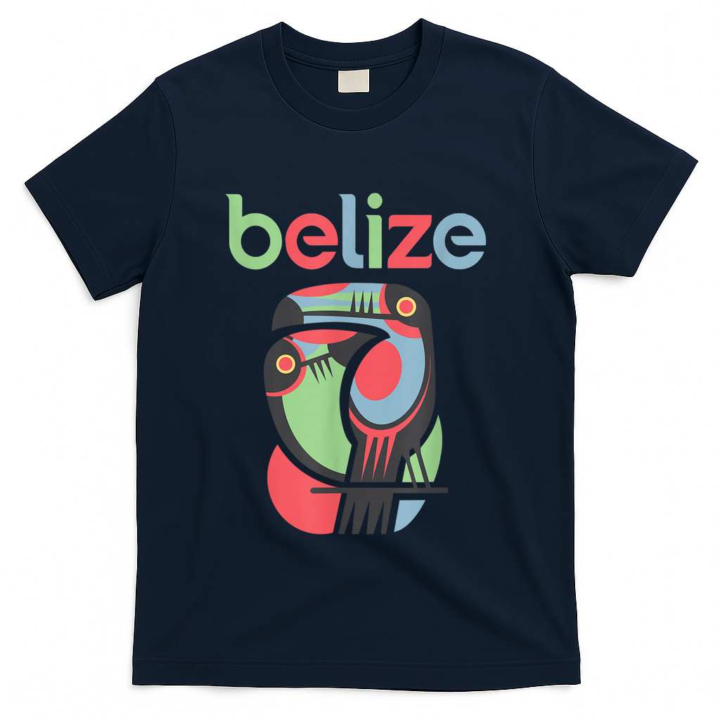 Tropical Summer Toucan Bird Colorful Belize Souvenir T-Shirt - Navy