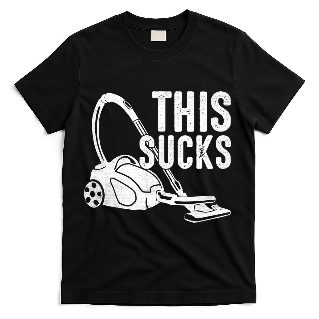 This Sucks Vacuum Funny Vacuuming Meme T-Shirt - Black