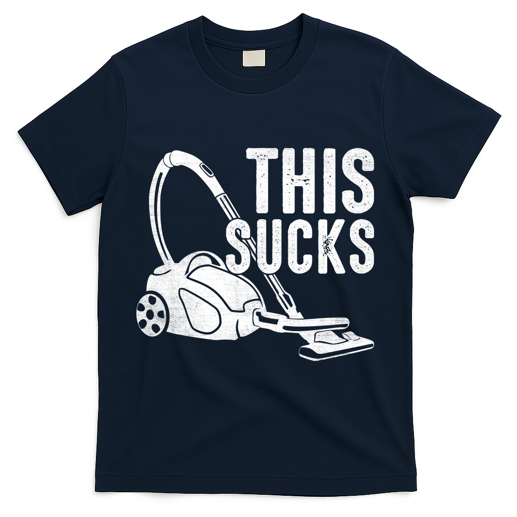 This Sucks Vacuum Funny Vacuuming Meme T-Shirt - Navy