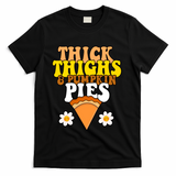 Thick Thighs And Pumpkin Pies Cute Thanksgiving T-Shirt - Black