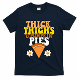 Thick Thighs And Pumpkin Pies Cute Thanksgiving T-Shirt - Navy