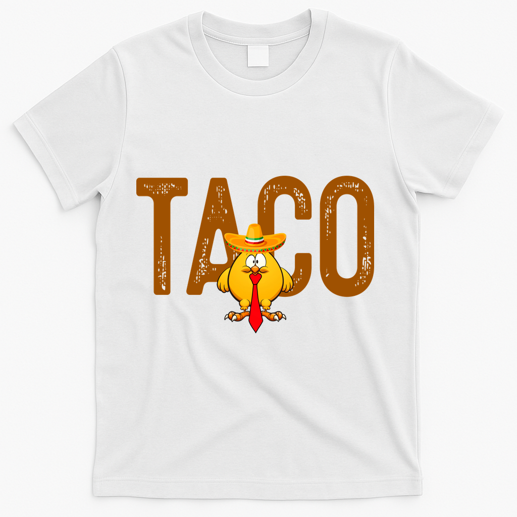 Taco Trump Always Chickens Out Funny Trendy T-Shirt - White