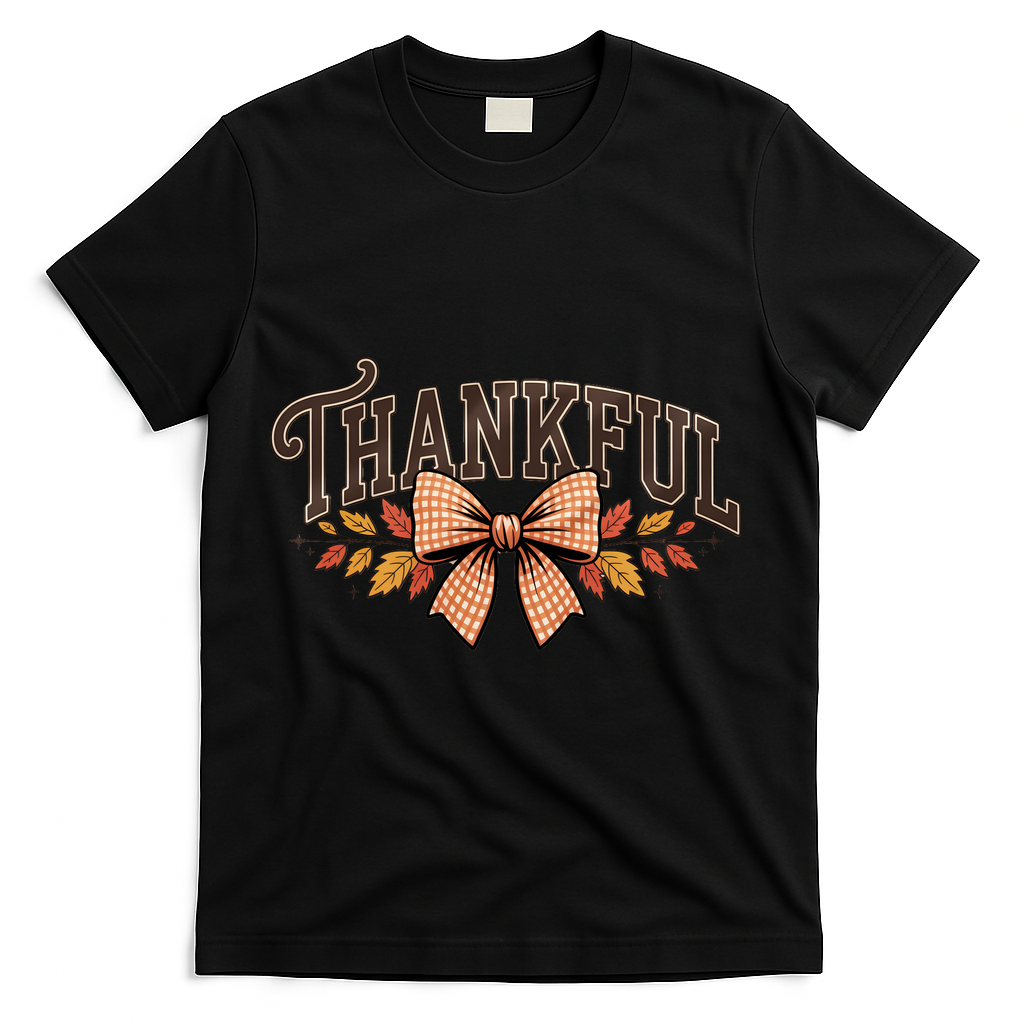 Thanksgiving Thankful Bowtie T-Shirt - Black