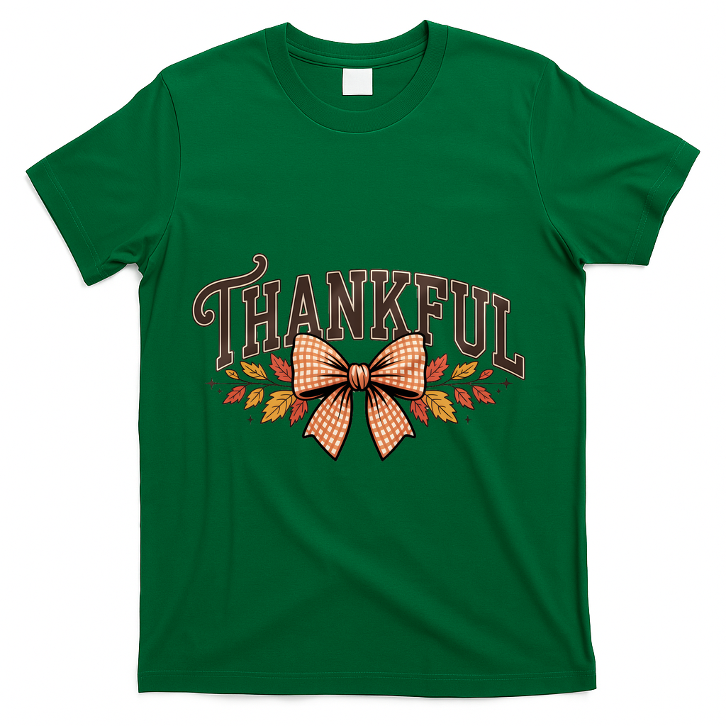 Thanksgiving Thankful Bowtie T-Shirt - Green