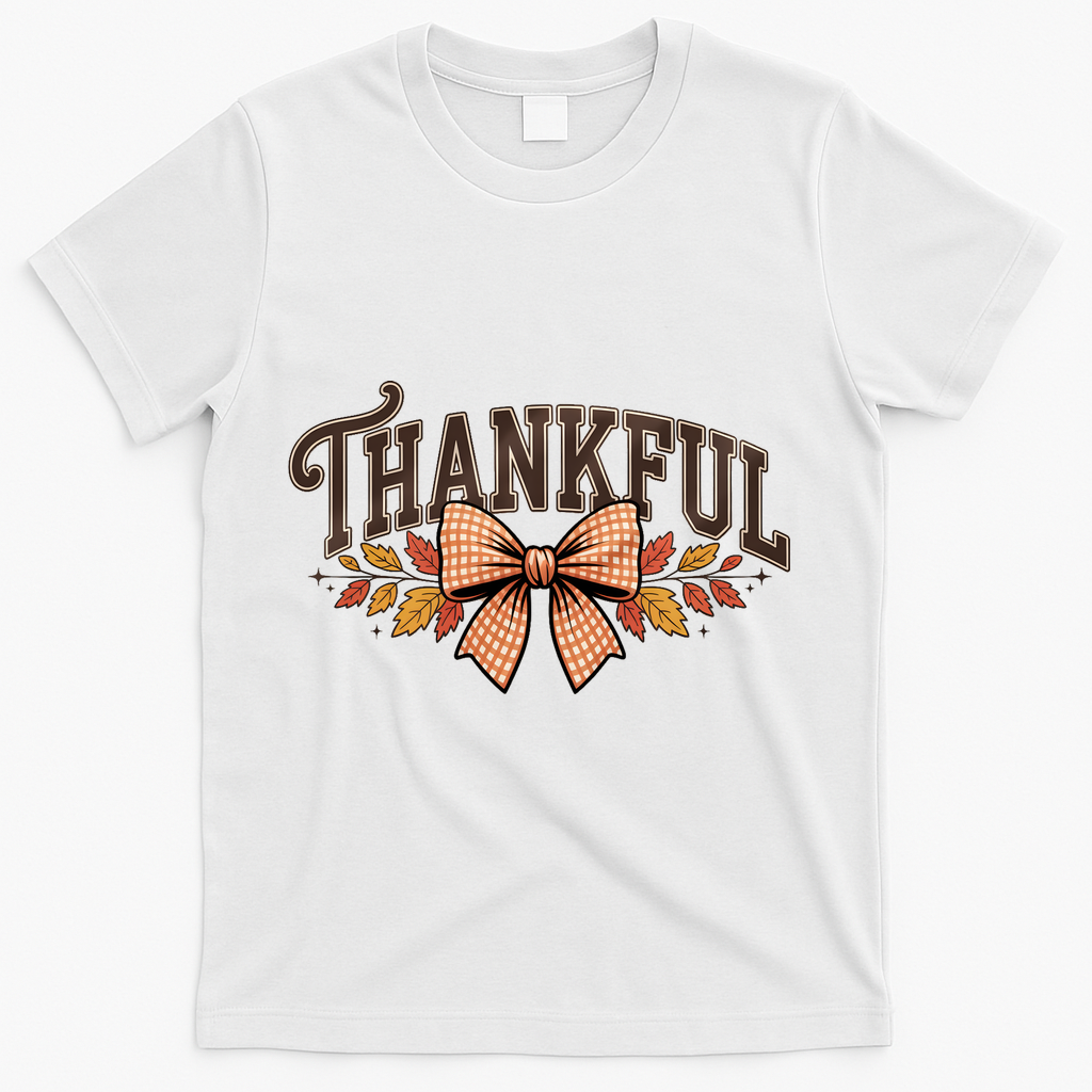 Thanksgiving Thankful Bowtie T-Shirt - White