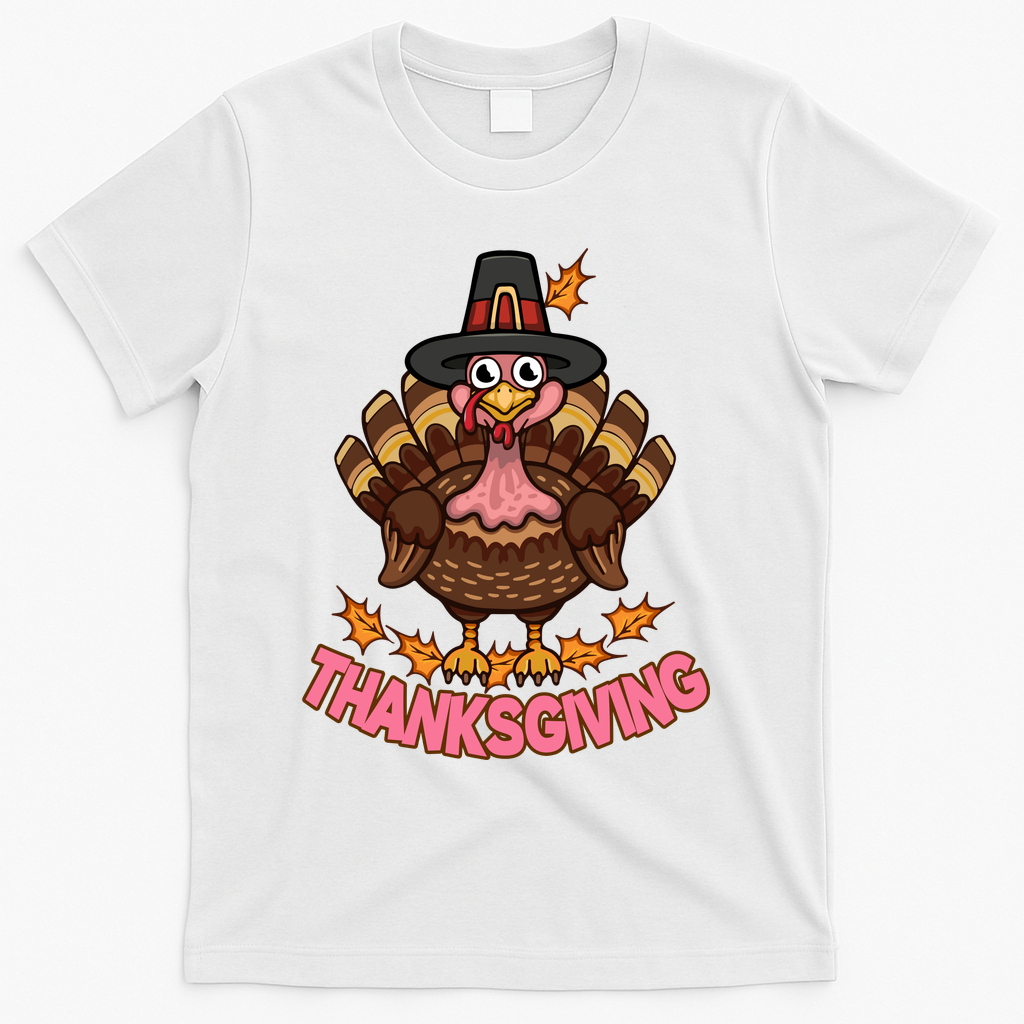 Thanksgiving Turkey Cute Holiday T-Shirt - White