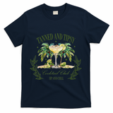 Tanned & Tipsy Cocktail Club Sip & Chill Summer Hawaii Beach T-Shirt - Navy
