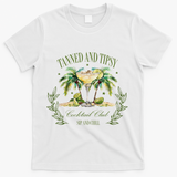 Tanned & Tipsy Cocktail Club Sip & Chill Summer Hawaii Beach T-Shirt - White