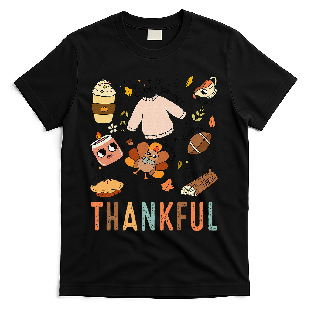 Thanksgiving Turkey Fall Thankful Graphic FamilywomenS T-Shirt - Black
