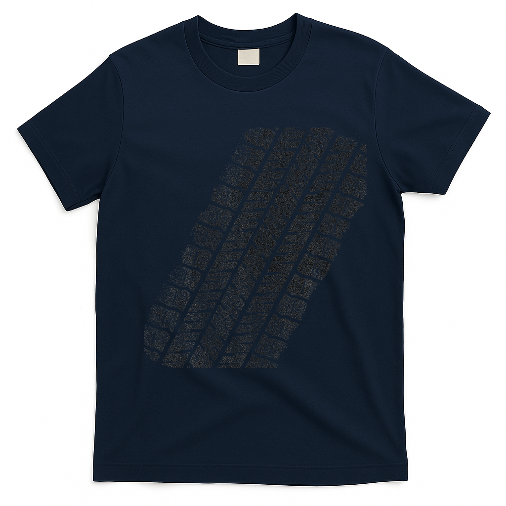 Tire Track Funny Halloween T-Shirt - Navy Blue