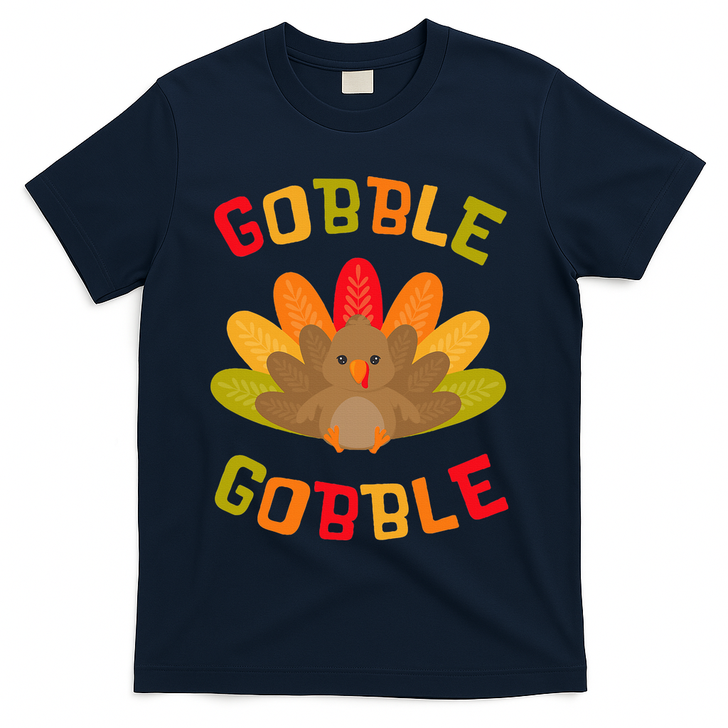 Thanksgiving Turkey Gobble T-Shirt - Navy