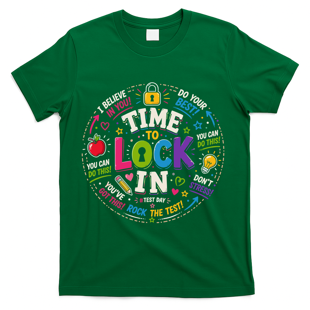 Time To Lock In Test Day T-Shirt - Green