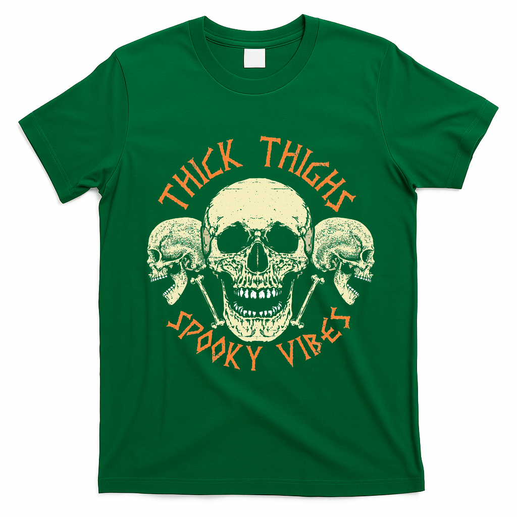 Thick Thighs & Spooky Vibes Halloween Costume T-Shirt - Irish Green