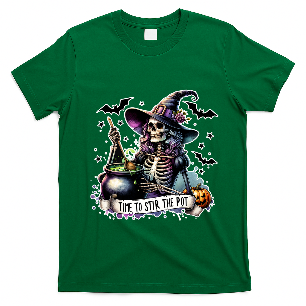 Time To Stir The Pot Witch Halloween T-Shirt - Irish Green