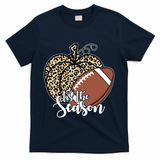 Tis The Season Leopard Pumpkin Football Fall Autumn T-Shirt - Navy