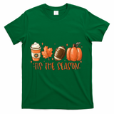 Tis The Season Fall Coffee Football Lover T-Shirt - Green