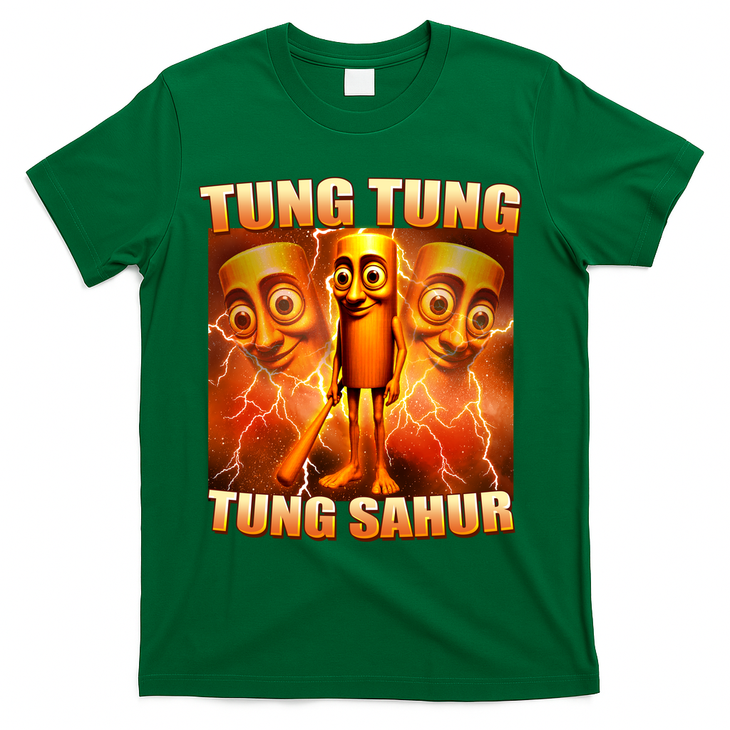 Tung Tung Tung Sahur Meme T-Shirt - Green