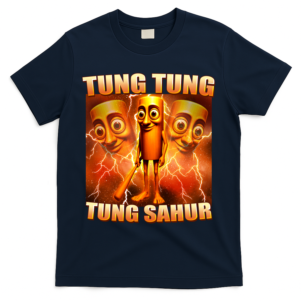 Tung Tung Tung Sahur Meme T-Shirt - Navy